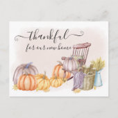 Dankbaar Land Pompoen Waterverf Bewegen Aankondigingskaart (Voorkant)