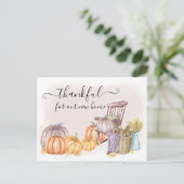 Dankbaar Land Pompoen Waterverf Bewegen Aankondigingskaart (Staand voorkant)