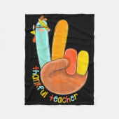 Dankbaar Leraar Grappig Thanksgiving Vrede Hand Si Fleece Deken (Voorkant)