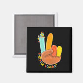 Dankbaar Leraar Grappig Thanksgiving Vrede Hand Si Magneet (Voorkant / Achterkant)