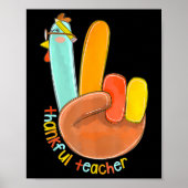 Dankbaar Leraar Grappig Thanksgiving Vrede Hand Si Poster (Voorkant)