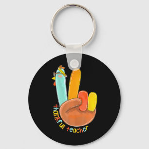 Dankbaar Leraar Grappig Thanksgiving Vrede Hand Si Sleutelhanger