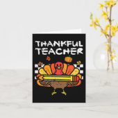 Dankbaar Leraar Thanksgiving Turkije Retro Herfst  Kaart (Gele Bloem)