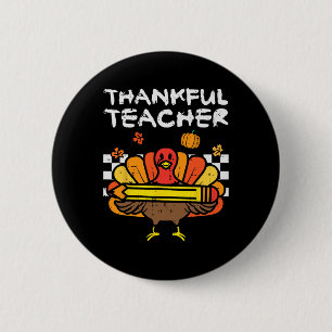 Dankbaar Leraar Thanksgiving Turkije Retro Herfst Ronde Button 5,7 Cm