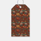 Dankbaar Maroon Bloemmotief met Vogels Cadeaulabel (Achterkant)