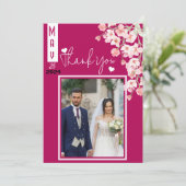 Dankbaar met bloemenwijn bedankkaart (Staand voorkant)