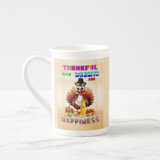 Dankbaar met warmte en geluk porselein kop (Links)