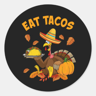 dankbaar mexicaans turkije eet tacos Thanksgiving  Ronde Sticker