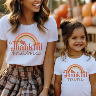 Dankbaar Mini Sinaasappel Regenboog Mama en Me Mat T-shirt