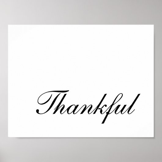 Dankbaar Minimalistisch Schrift Dankbaar Poster (Voorkant)