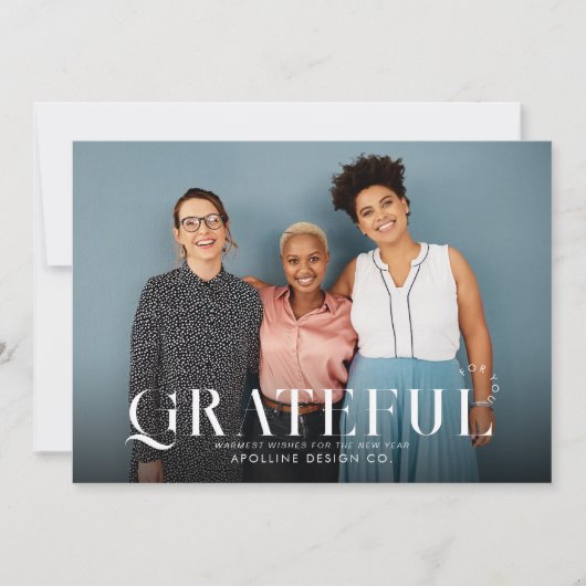 DANKBAAR Modern Bright Business Foto Elegant Logo Feestdagenkaart (Voorkant)