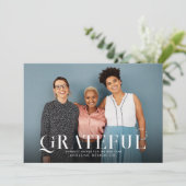 DANKBAAR Modern Bright Business Foto Elegant Logo Feestdagenkaart (Staand voorkant)