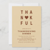 Dankbaar modern minimalistisch Thanksgiving diner Kaart (Voorkant)