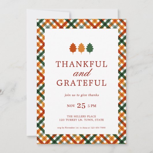 Dankbaar Modern Thanksgiving Dinner Party Kaart (Voorkant)