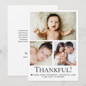 Dankbaar! Moderne baby met drie foto's Bedankkaart (Voorkant / Achterkant)