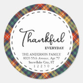 dankbaar |Moderne Check Pattern Simple Thanksgivin Ronde Sticker (Voorkant)