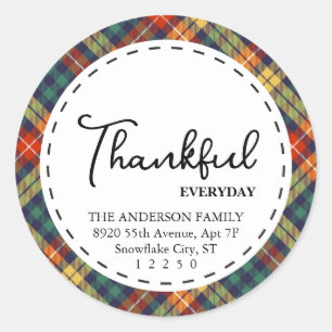 dankbaar  Moderne Check Pattern Simple Thanksgivin Ronde Sticker
