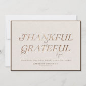 Dankbaar Moderne Elegante Typografie Chic Zakelijk Feestdagenkaart (Voorkant)