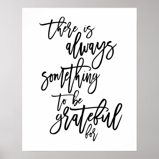 Dankbaar Motiverende Quote Zwart Poster (Voorkant)