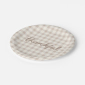 Dankbaar Neutraal Tan Gingham  Papieren Bordje (Gekanteld)