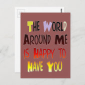 Dankbaar om u in Mijn Wereld met dankbaarheid te h Briefkaart (Voorkant / Achterkant)