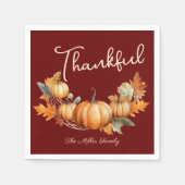 Dankbaar Oogst Thanksgiving Diner Custom Red Servet (Voorkant)