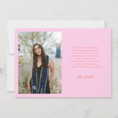 Dankbaar Oranje Roze Multi Foto Afstuderen Aankondiging (Achterkant)