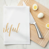 Dankbaar Oranje Witte Script Keuken Theedoek (Quarter Fold)