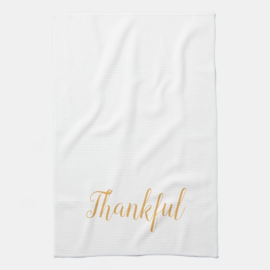 Dankbaar Oranje Witte Script Keuken Theedoek (Verticaal)