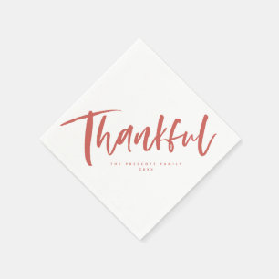 Dankbaar penseel schrift oranje Thanksgiving Servet