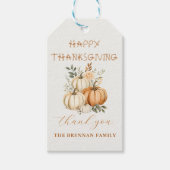 Dankbaar Pompoen Herfst Bloemen Thanksgiving Diner Cadeaulabel (Voorkant)