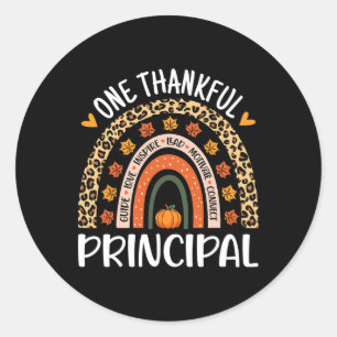 Dankbaar Principal Thanksgiving Rainbow Leopard PR Ronde Sticker