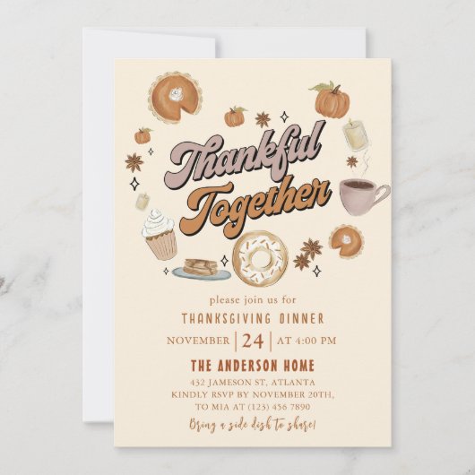 Dankbaar Pumpkin Pie Thanksgiving Diner Kaart (Voorkant)