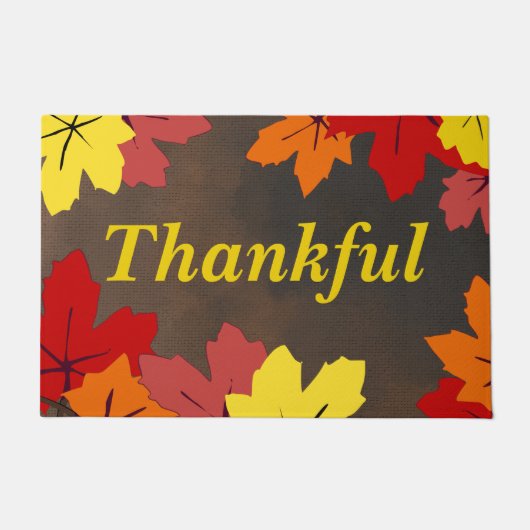 Dankbaar rood Sinaasappel geel esdoorn bladeren br Deurmat (Voorkant)