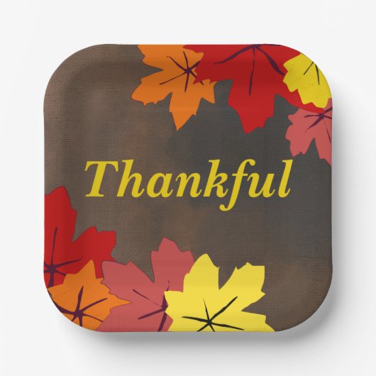 Dankbaar rood Sinaasappel geel esdoorn bladeren br Papieren Bordje (Voorkant)