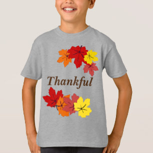 Dankbaar rood Sinaasappel geel Herfst esdoornblad T-shirt