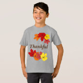 Dankbaar rood Sinaasappel geel Herfst esdoornblad T-shirt (Voorkant volledig)