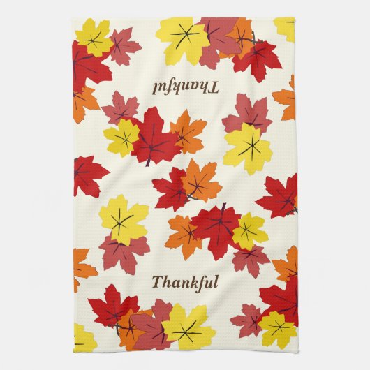 Dankbaar rood Sinaasappel geel Herfst esdoornblad Theedoek (Verticaal)