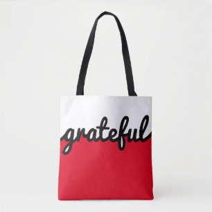 Dankbaar Rood Zwart Wit Kleurenblok Tote Bag