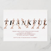 Dankbaar Roos Gold Fall bladeren Thanksgiving dine Folie Uitnodiging (Voorkant)