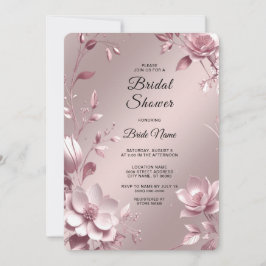 Dankbaar Roze Bloemrijke Frame Bruidsdouche Kaart