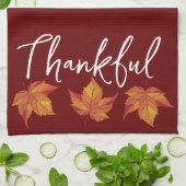 Dankbaar rustiek Sinaasappel herfstbladeren Theedoek (Gevouwen)