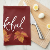 Dankbaar rustiek Sinaasappel herfstbladeren Theedoek (Quarter Fold)