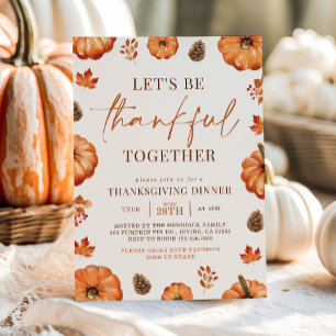 Dankbaar Samen Herfst Pompoen Thanksgiving Diner Kaart
