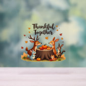 Dankbaar samen - Schattigee bosdieren Thanksgi Acryl Bord (Neutraal)