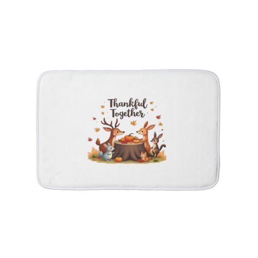 Dankbaar samen - Schattigee bosdieren Thanksgi Badmat (Voorkant)
