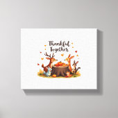 Dankbaar samen - Schattigee bosdieren Thanksgi Canvas Afdruk (Voorkant)