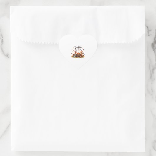 Dankbaar samen - Schattigee bosdieren Thanksgi Hart Sticker (Tas)