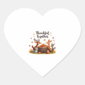 Dankbaar samen - Schattigee bosdieren Thanksgi Hart Sticker (Voorkant)