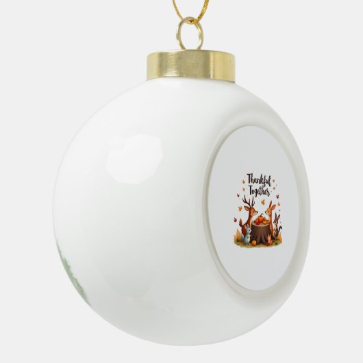 Dankbaar samen - Schattigee bosdieren Thanksgi Keramische Bal Ornament (Links)